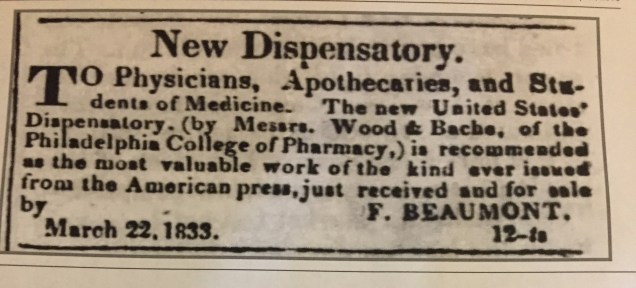 NewDispesatoryFBeauumontNatchezWklyCourier1833